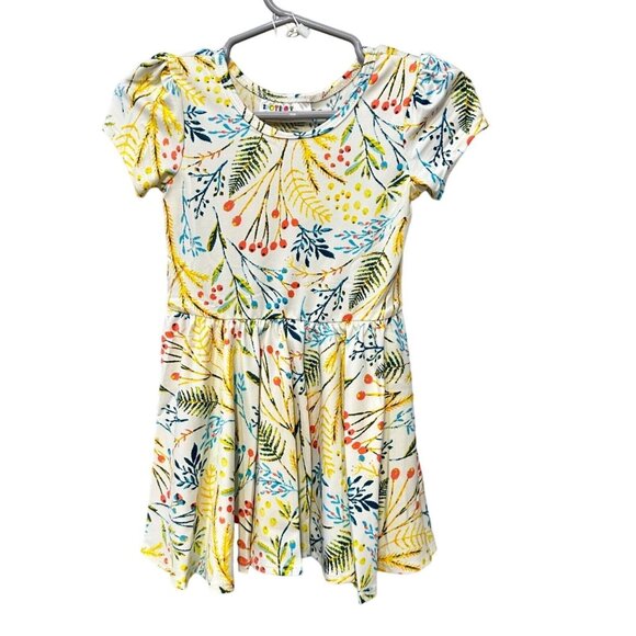 Dot Dot Smile Girls' White Yellow Green Cottage Core Sweet Floral Dress 12/24M - Picture 1 of 6